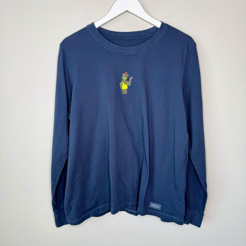 Life is Good The Grinch | Long Sleeve Crusher Tee Christmas Grinch Size XL